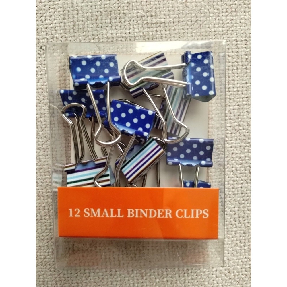 CVS 12 Small Binder Clips Blue Unique Design School Office